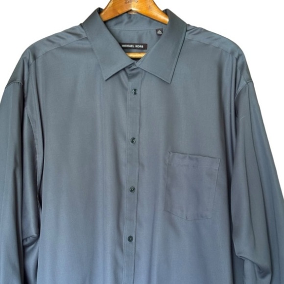 NEW Michael Kors No Iron Gray Button Down Shirt Size 20 34/35 Long Sleeve Shirt - Picture 4 of 6